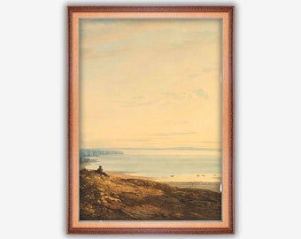 Varley The Curfew Vintage Seaside Landscape Imprimible Wall Art Coastal Digital Retro Painting Beach Decor Sunset Ocean Art Print Home Decor