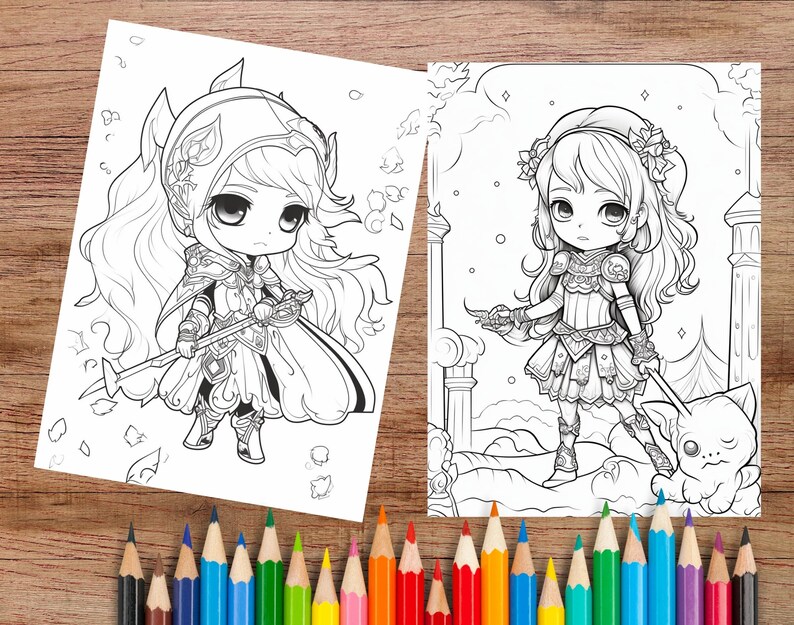 Fantasy Sorceress Coloring Pages 24 Pack Chibi Style Adult - Etsy