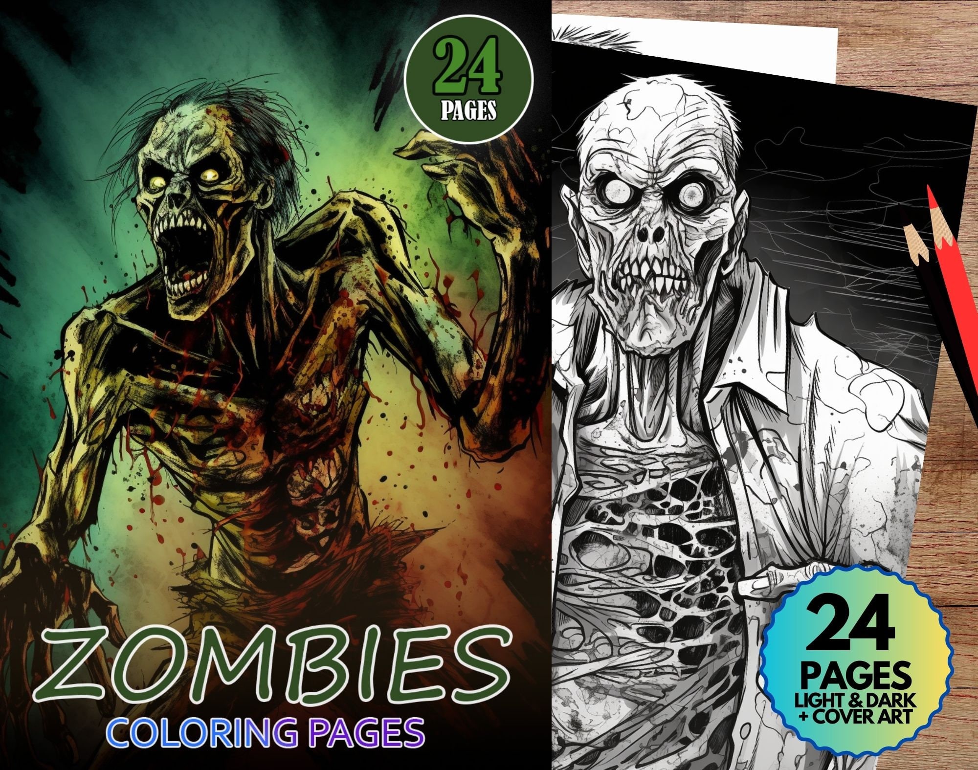 Primrose Coloring Books 30 Page Zombie Foods Easy Coloring Book for Adults  DIGITAL PDF DOWNLOAD Coloring Pages 