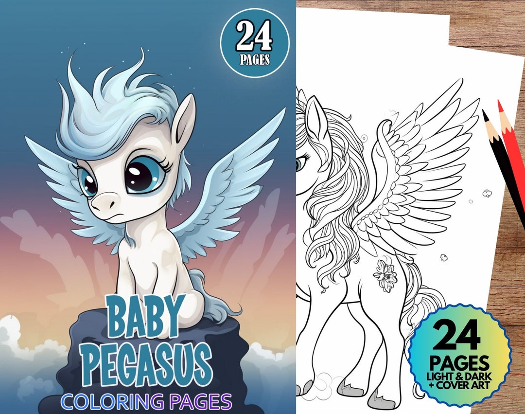 Baby Pegasus Coloring Pages 24 Pack Digital Download Etsy
