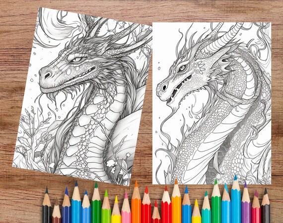 Dragon Coil - Giant Fantasy Coloring Poster for Kids and Adults