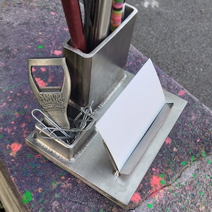 Pen and Business Card Holder Stainless Steel