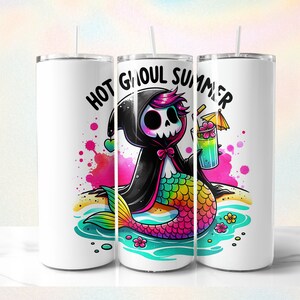 Hot Ghoul Summer Sublimation Design, Funny Summer Skeleton Tumbler Wrap, Sassy 20oz Tumbler, Summer Vacation UVDTF File, Trendy Pastel Goth