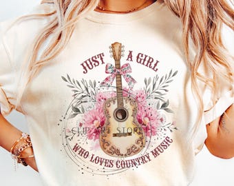 Solo una chica que ama la música country, Southern Png, Country Png, Sublimación de música country, Sublimación de moños, Diseño de camiseta, Sudadera Png