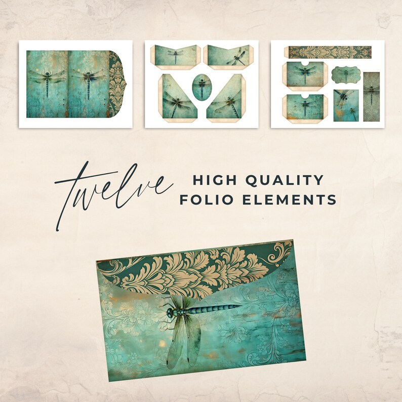 Dragonfly Junk Journal Folio Printables, 12 Piece Mix & Match Pocket ...