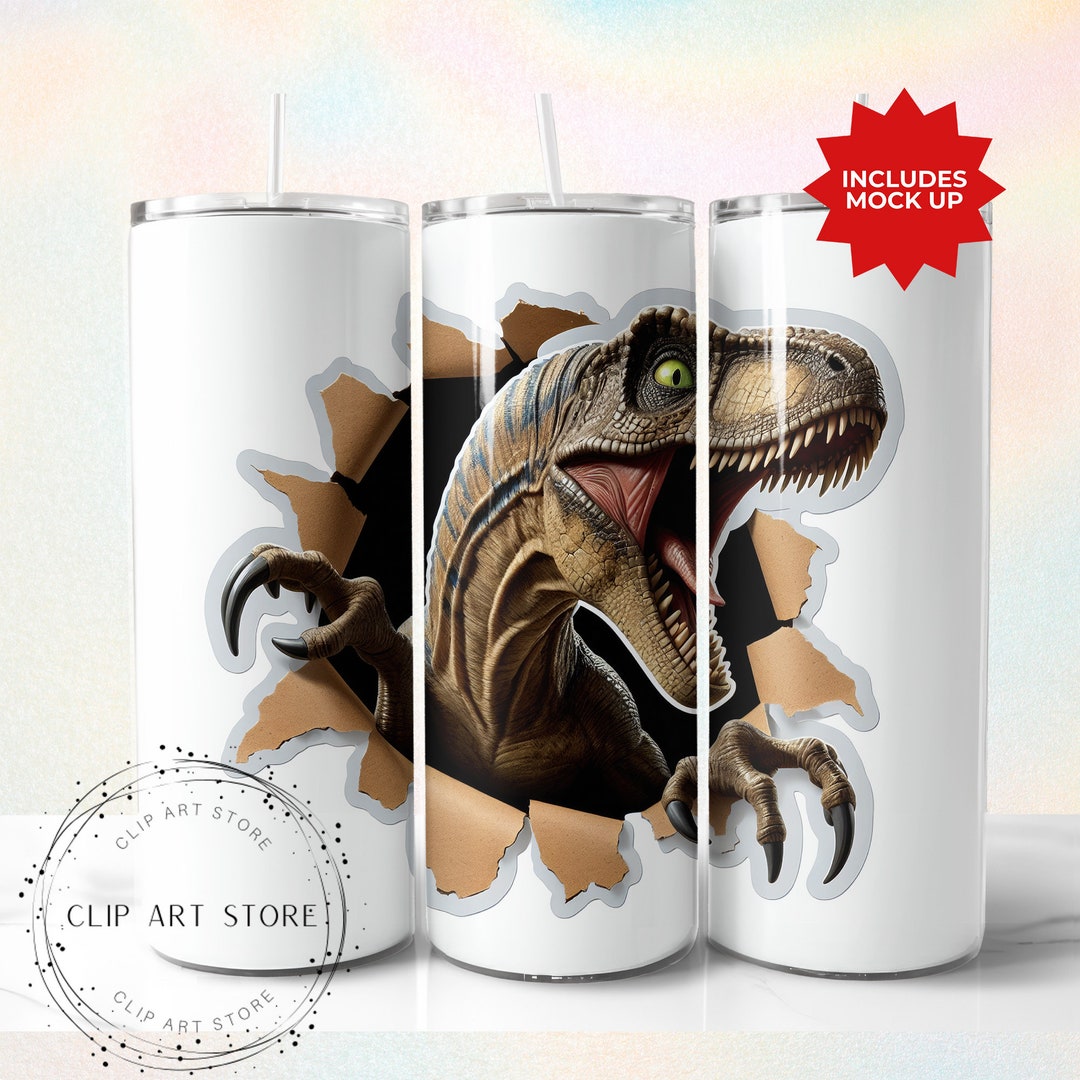 Raptor Dinosaur 20 Oz Tumbler Wrap: Seamless Velociraptor PNG (digital ...
