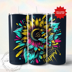 Bee Affirmation Tumbler Wrap, 20oz Skinny Sublimation Tumbler Design, Inspirational Sublimation Wrap, Watercolor Bee Tumbler PNG Downloads