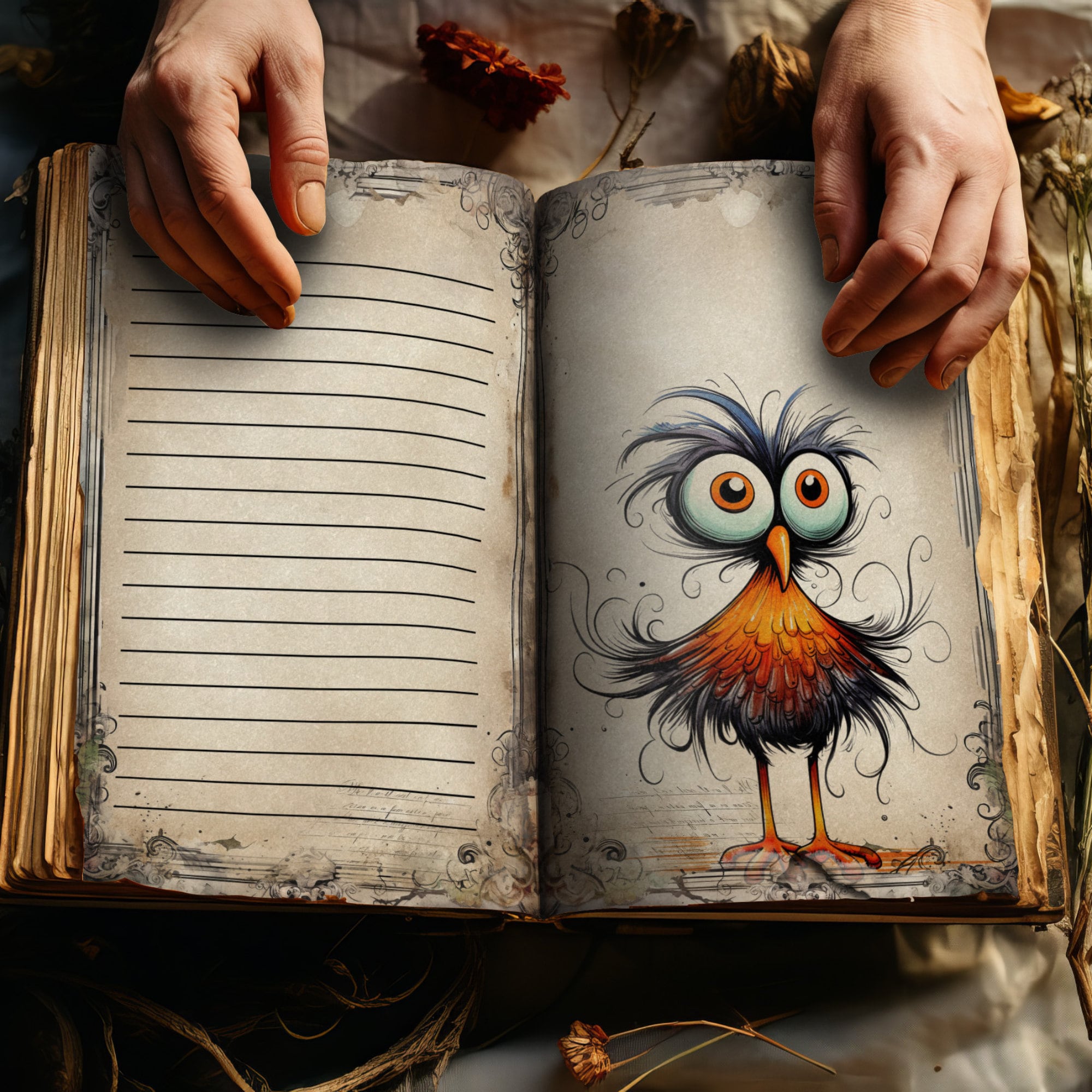 Quirky Birds Junk Journal Digital Paper, Funny Birds, 6 Digital Journal ...