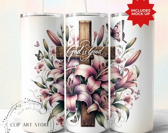 Gott ist die ganze Zeit gut 20 Unzen Tumbler Wrap, PNG Tumbler Design, Sublimation Digitale Downloads, Christian Bibel Glaube Tumbler Wrap