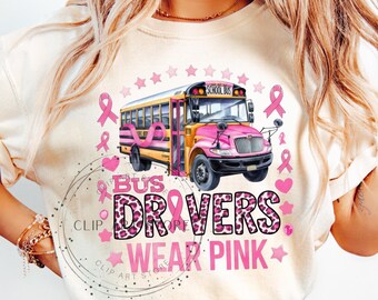 Conductor de autobús con cáncer de mama Png, Descarga de diseño de sublimación de cáncer, Conciencia del cáncer PNG, Cáncer de autobús escolar Png, Diseño de conductor de autobús