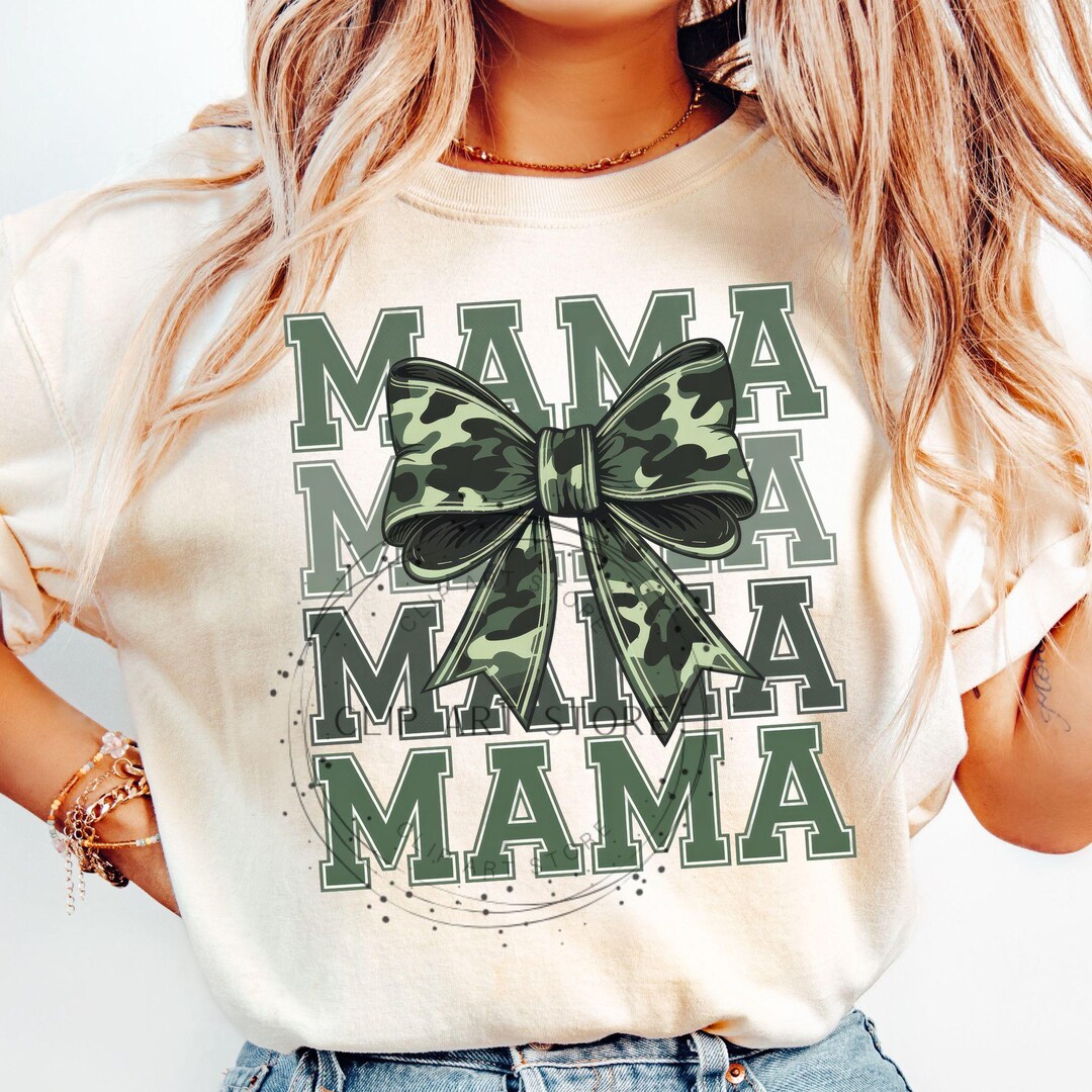 the CAMO MAMA - Women Mama Camo Coquette Bow Oversized Sweatshirts