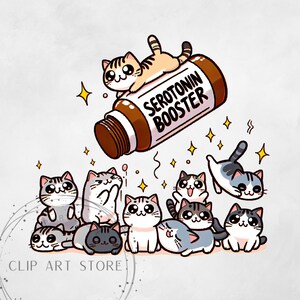 Serotonin Booster Cat PNG Archivo, Cat Mom Camiseta Gráfica Archivo PNG, Diseño de Sublimación Cat Lover, Happy Pills Shirt Diseño Digital