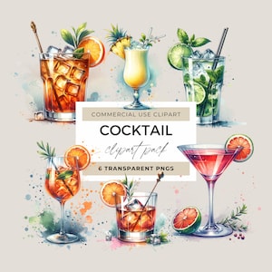 Trinken Sie Cocktail Bundle PNG, Cocktail Illustration Clipart, Illustrative Designs, Benutzerdefiniertes Cocktail-Design, Menü Briefpapier, Aquarell-Set