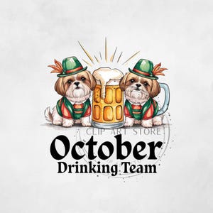 10 月のビール犬 PNG、10 月のビール祭り、デジタル ダウンロード、ドイツのビール祭り、飲酒チーム、シーズー昇華デザイン