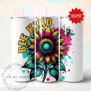Bee Affirmation Tumbler Wrap, 20oz Skinny Sublimation Tumbler Design, Inspirational Sublimation Wrap, Watercolor Bee Tumbler PNG Downloads