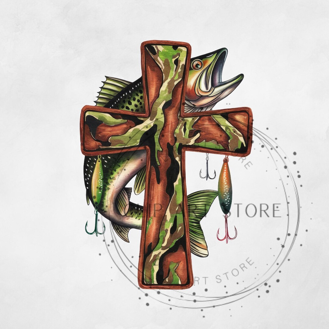 Camo Cross Fishing Png, Christian Fishers of Men Png, Bible Nature ...