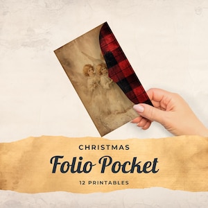 Christmas Junk Journal Folio Printables, 12 Piece Mix & Match Pocket, Xmas Printable Ephemera, Paper Craft, Collage Sheet 11 x 8.5, JJ008