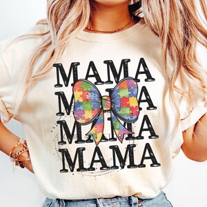 Coquette Autism Bow Mama Png, Autism Mom Png, Autism Awareness Png, Autism Ribbon Png, Sublimation Design, Autism Shirt Digital Design