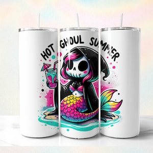 Hot Ghoul Summer Sublimation Design, Funny Summer Skeleton Tumbler Wrap, Sassy 20oz Tumbler, Summer Vacation UVDTF File, Trendy Pastel Goth