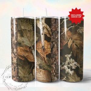 Gobelet de chasse camouflage, emballage de verre droit 20 oz PNG, arbre Camouflage chasse Sublimation gobelet Design, Design sans couture chasseur rustique