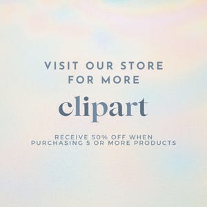 K&ouml;nnte beinhalten: Text&uuml;berlagerung auf einem hellblauen, rosa und wei&szlig;en Hintergrund mit einem Verlaufseffekt. Der Text lautet "VISIT OUR STORE FOR MORE clipart RECEIVE 50% OFF WHEN PURCHASING 5 OR MORE PRODUCTS".