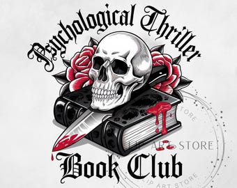 Psychological Thriller Book Club PNG, Gothic Book Design, Bookish Png, Crime Scene Book Lover, Bookish Shirt Png, Book Reader Png