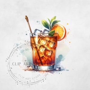 Long Island ijstheecocktail illustratie png, illustratieve ontwerpen, aangepaste handtekening cocktailontwerp, menu briefpapier, aquarel clipart