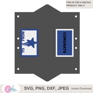 Congratulations 3D Gift Card Box SVG for a graduation gift card holder digital file for gift card holder with to and from design on gift box
