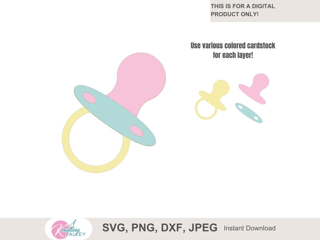 Pink Pacifiersvg Layered Baby Pacifier SVG Various Layers Digital File PNG JPEG Welcome ...