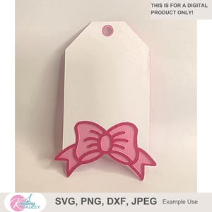 Bow layered tag SVG multi layered baby shower gender reveal themed gift tag SVG PNG birthday gift tag layering ribbon digital file gift tag