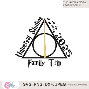 Wizard Wand Universal Studios 2025 Camisas de viaje familiar SVG PNG Universal Studios Magical Wizard Family Trip SVG Png Dxf Eps archivo de corte digital