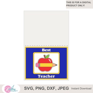 Beste Lehrer Spinner-Karte SVG überlagert Apfel und Bleistift SVG Lehrer Wertschätzung Grußkarte Vorlage PNG überlagerte interaktive Spinner-Karte