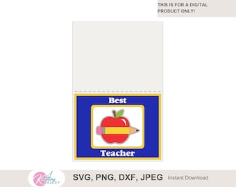 Best Teacher spinner card SVG layered apple and pencil SVG teacher appreciation greeting card template PNG layered interactive spinner card