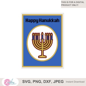 Carte de voeux joyeux Hanoukka, superposition SVG Hanoucca menorah modèle de carte de voeux SVG PNG en couches fichier de carte spinner interactif multicouche