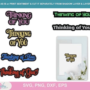 Layered Thinking of You sentiment SVG various Thinking of You Font SVG PNG file word print and cut shadow layer digital files