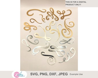 May include: A collection of gold and silver swirl designs. The swirls are cut out of metallic paper and are perfect for adding a decorative touch to crafts, cards, and scrapbooking.