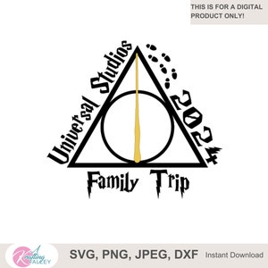 Wizard Wand Universal Studios 2024 Camisas de viaje familiar SVG PNG Universal Studios Magical Wizard Family Trip SVG Png Dxf Eps archivo de corte digital