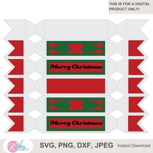 Merry Christmas 3D Cracker Box SVG for Christmas gifts digital file Christmas box with Christmas Tree with decorative layers