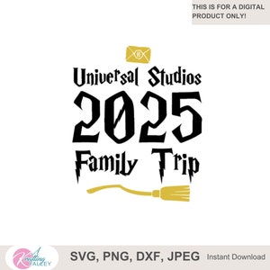 Wizard Universal Studios 2025 Camisas de viaje familiar SVG PNG Universal Studios Magical Wizard Family Trip SVG Png Dxf Eps archivo de corte digital
