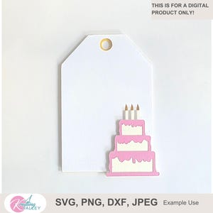 Birthday Cake Layered Tag SVG, Geburtstagskuchen Geschenkanhänger SVG PNG, Happy Birthday Geschenkanhänger, Layering Tag digitale Datei