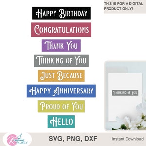 Woord Sentiment Gelukkige Verjaardag Gefeliciteerd SVG Bedankt Denk aan je PNG Gewoon omdat gelukkige verjaardag SVG Trots op je Hallo SVG