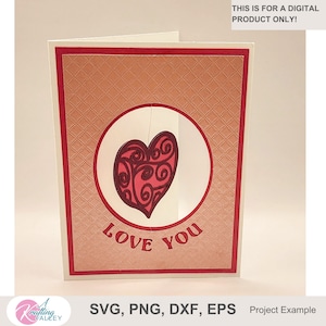 Love You Card SVG Valentines Day card SVG greeting card template Anniversary Card PNG layered interactive spinner card cutting file