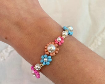 Beaded Flower Bracelet | Daisy Bead Bracelet | Friendship Bracelet