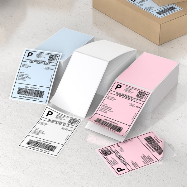 MUNBYN 4''x6'' Direct Shipping Labels, Thermal Waterproof Printer Packing Label Sticker for Small Business Logo Design (500 per Fanfold)