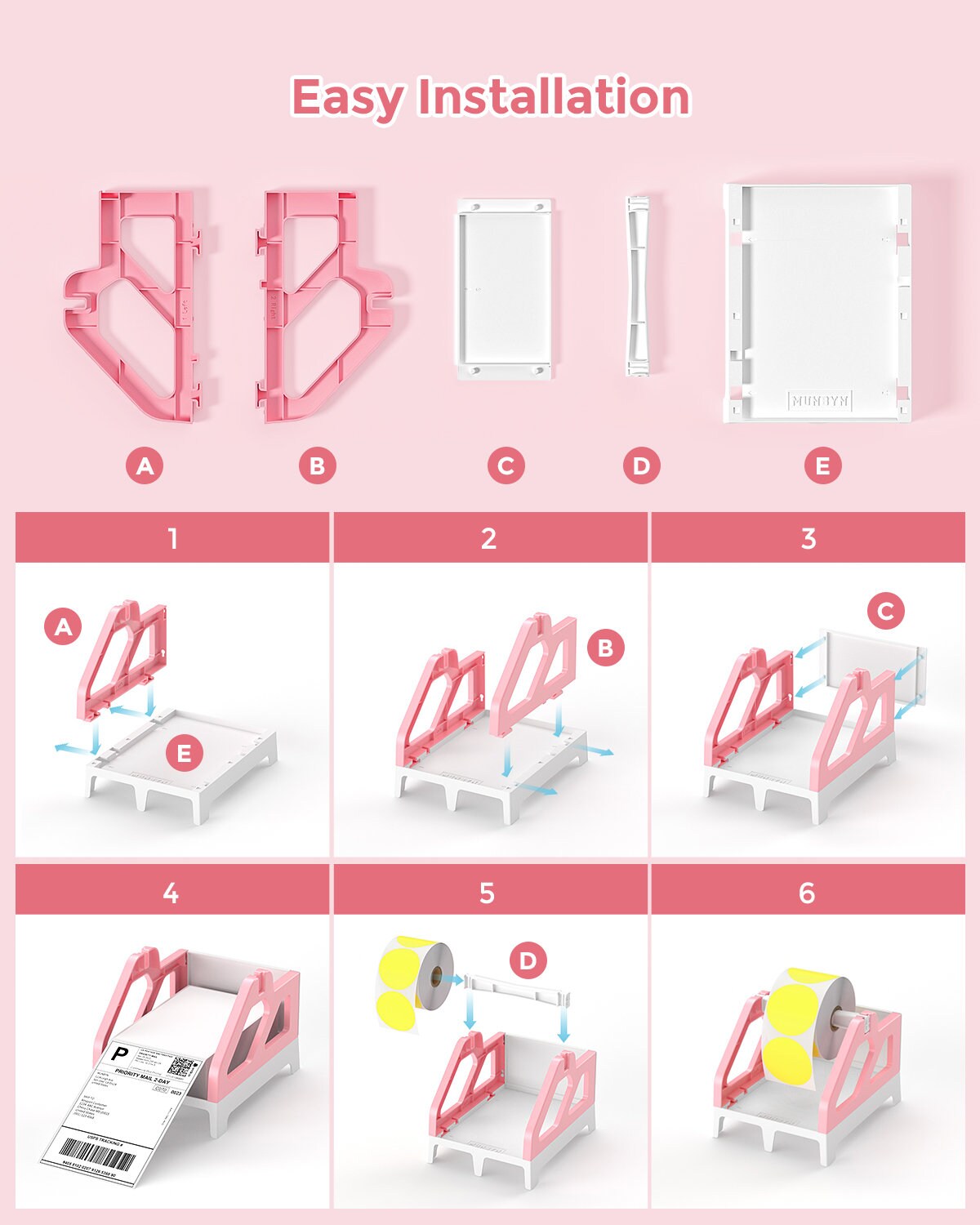 MUNBYN Thermal Label Holder, Sticker Printer Stand for Roll & Fanfold