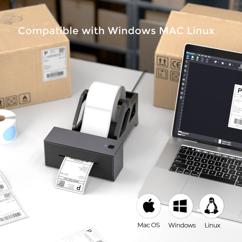 MUNBYN Bluetooth Thermal Shipping Label Printer, Wireless Label Sticker