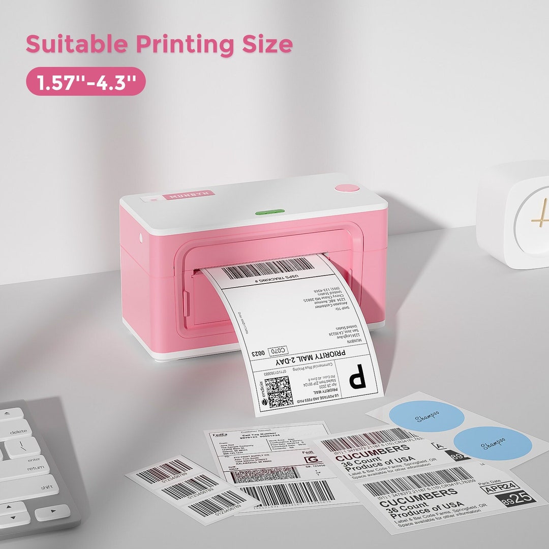 MUNBYN Pink Thermal Label Printer 203dpi USB Label Stickers Etsy