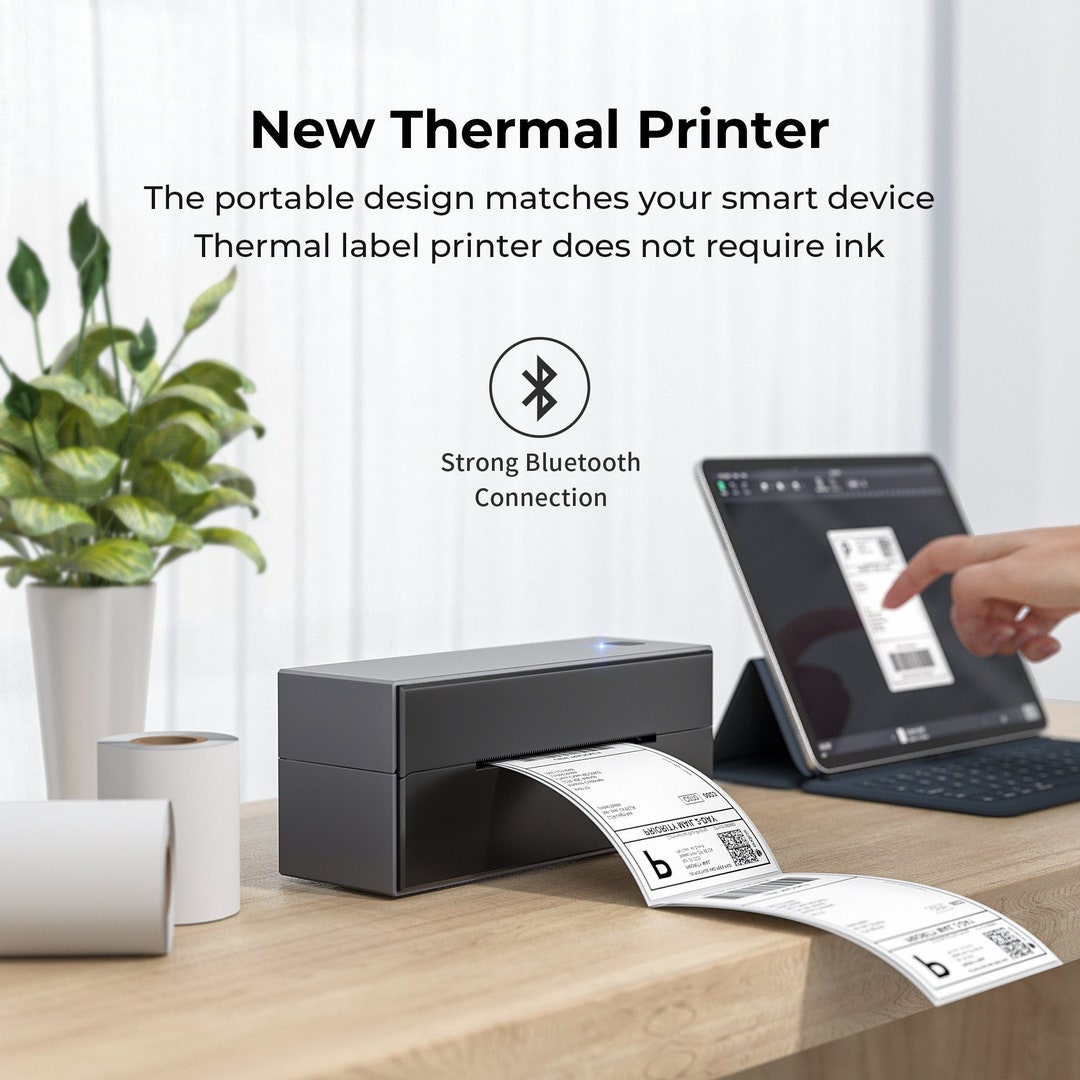 MUNBYN Bluetooth Thermal Shipping Label Printer, Wireless Label Sticker