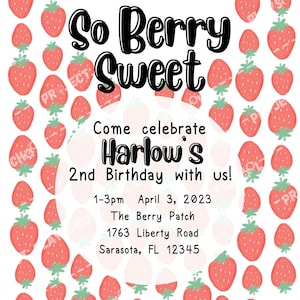 So Berry Sweet! Birthday Invitation Girl Berry Birthday Girl Birthday Berry Sweet