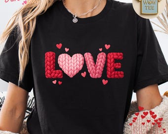 Valentines Day LOVE Shirt, Comfort Colors Braided Love Graphic Tee, Cozy Romantic Gift, Unisex Valentine Outfit, Cute Love Design